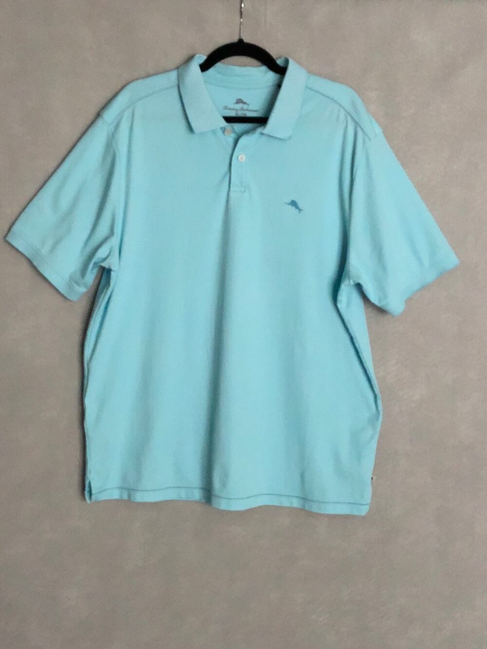 Tommy Bahama Polo Two Button Short Sleeve Polo Aqua Men's XL